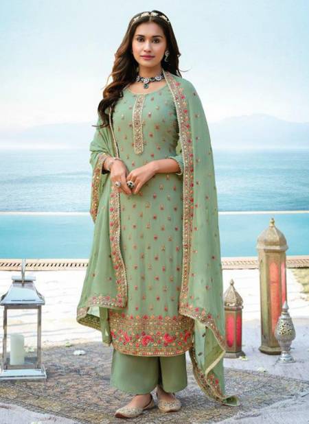 Green Colour ASHPREET 4 Festive Wear Fancy Designer Heavy Chinon And Georgette Salwar Suit Collection 1408